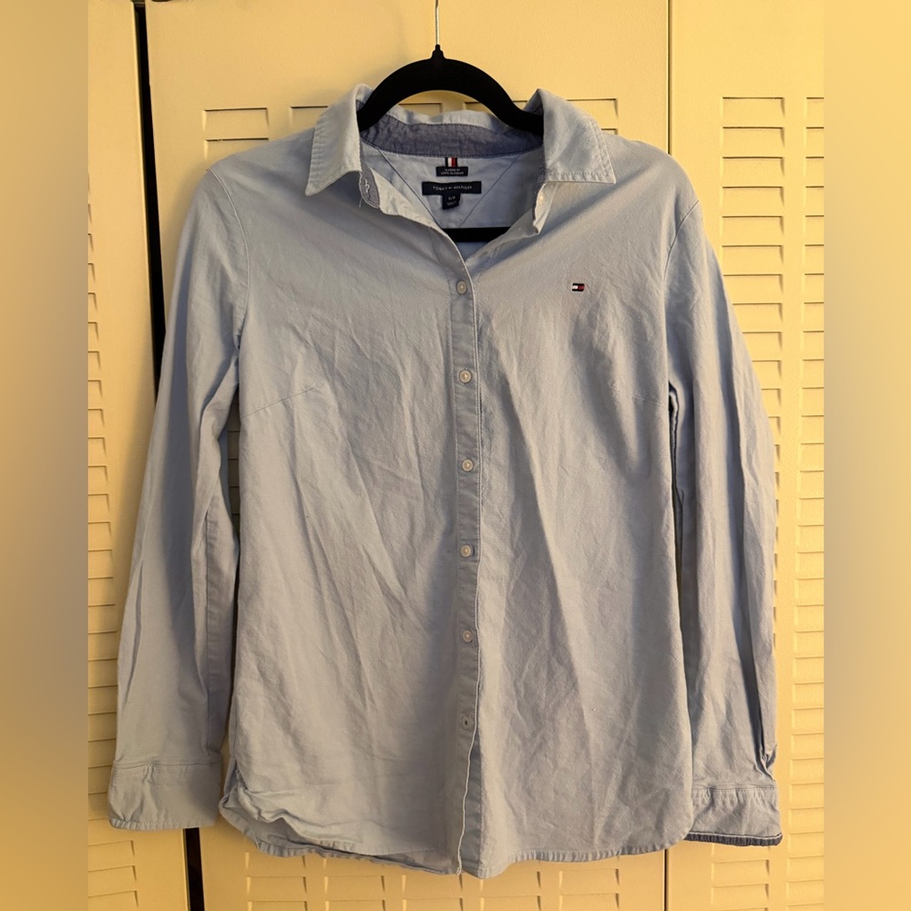 Tommy Hilfiger Classic Fit Button Down Shirt Light Blue Logo S